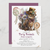 5e verjaardag kitten kat huisdier adoptie partij kaart (Voorkant / Achterkant)