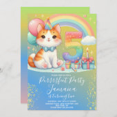 5e verjaardag Kitten Regenboog Feest Kaart (Voorkant / Achterkant)