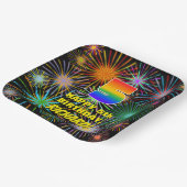 5e verjaardag: kleurrijk, gevierd vuurwerk papieren bordje (Gebogen)