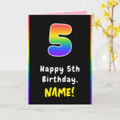 5e verjaardag: kleurrijke regenboog # 5, aangepast kaart (Gele Bloem)