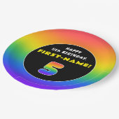 5e verjaardag: kleurrijke regenboog # 5, aangepast papieren bordje (Gekanteld)