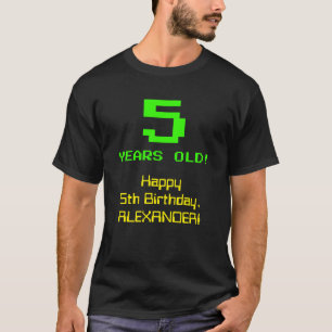 5e verjaardag: Leuk, 8-bit look, Nerdy / Geeky "5" T-shirt