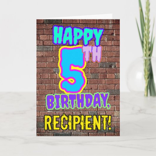 5e verjaardag - Leuk, Urban Graffiti geïnspireerd  Kaart (Voorkant)