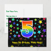 5e verjaardag: Leuke sterrenstructuur, Regenboog 5 Briefkaart (Voorkant / Achterkant)