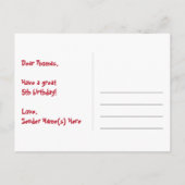 5e verjaardag – Leuke vuurwerkpatroon + Regenboog  Briefkaart (Achterkant)