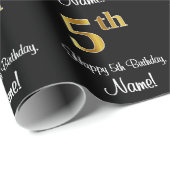 5e verjaardag: luxe luxueuze Faux Gold-look # Cadeaupapier (Rol Hoek)