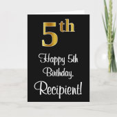 5e verjaardag ~ Luxurieuze Faux Gold-look # Kaart (Voorkant)