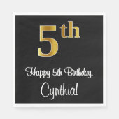 5e verjaardag ~ Luxurieuze Faux Gold-look # Servet (Voorkant)