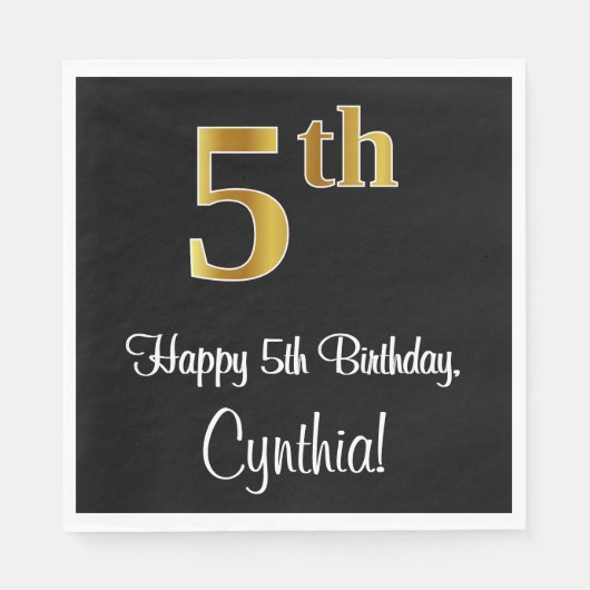 5e verjaardag ~ Luxurieuze Faux Gold-look # Servet (Voorkant)