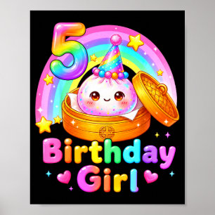 5e verjaardag meisje dumpling kawaii pastel anime poster