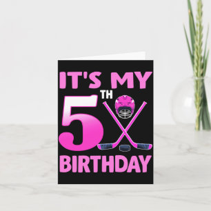 5e verjaardag meisje ijshockey 5 jaar oud feest kaart