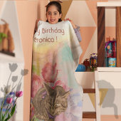 5e verjaardag meisje kat vlinder fleece deken