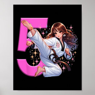 5e Verjaardag Meisje Martial Arts Party Taekwondo  Poster