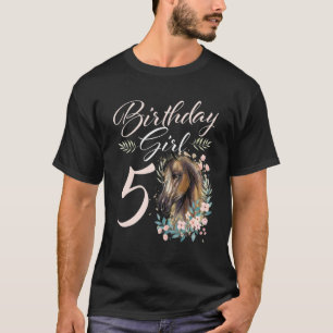 5e verjaardag meisje paard 5 jaar oud verjaardag t-shirt
