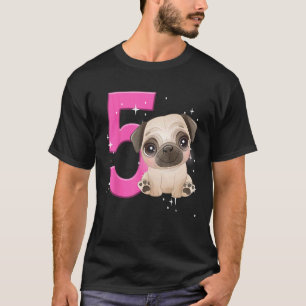 5e verjaardag meisje pug hond verjaardag shirt fee