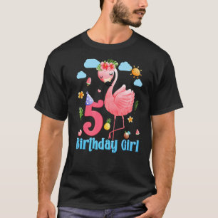 5e verjaardag meisjes Flamingo 5 jaar oud tropisch T-shirt