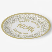 5e Verjaardag Modern Nummer Patroon Goud/Wit Papieren Bordje (Gekanteld)