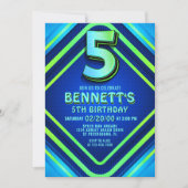 5e verjaardag Neon uitnodiging (Voorkant)