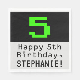 5e verjaardag - Nerdy / Geeky Style "5" en naam Servet
