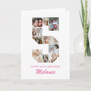 5e verjaardag nummer 5 fotocollage gepersonaliseer kaart