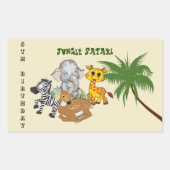 5e Verjaardag Oerwoud Safari Olifant Zebra Tijger Rechthoekige Sticker (Voorkant)