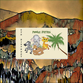 5e Verjaardag Oerwoud Safari Olifant Zebra Tijger Rechthoekige Sticker