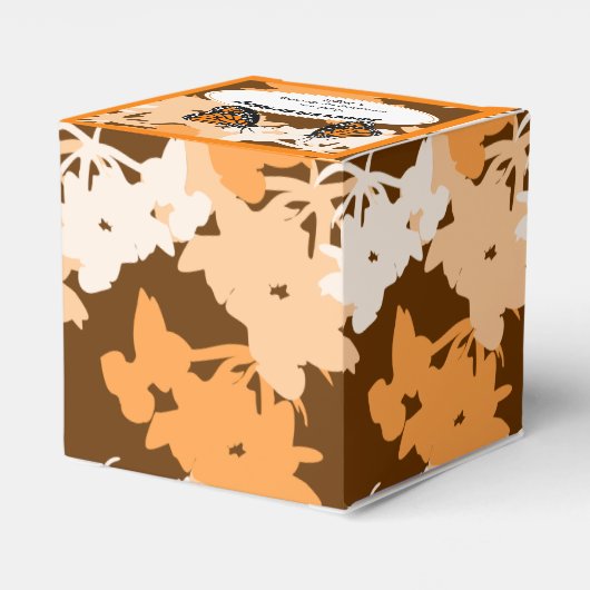 5e verjaardag Oranje monarch Butterfliy Pair Heart Bedankdoosjes (Achterkant)