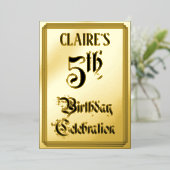 5e verjaardag Partij - Legant Manuscript + de Naam Folie Uitnodiging (Staand Voorkant)