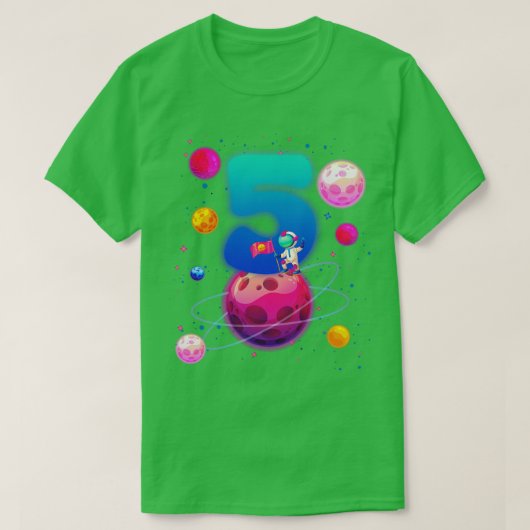 5e Verjaardag Party Space Lover Bday Gift Voor Kin T-shirt (Design voorkant)