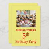 5e verjaardag Party uitnodiging Teddy Bears Party (Voorkant / Achterkant)