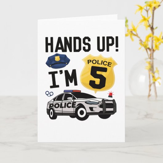 5e verjaardag politieman 5 jaar oude jongen kaart (Gele Bloem)