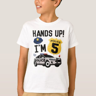 5e verjaardag politieman 5 jaar oude jongen t-shirt