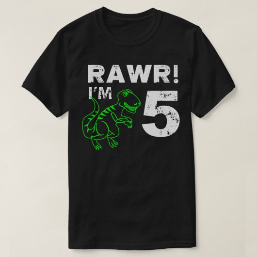 5e verjaardag rawr im 5 jaar oude dinosaurus t-shirt (Design voorkant)