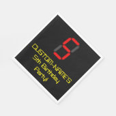 5e verjaardag: Red Digital Clock Style "5" + naam Servet (Hoek)