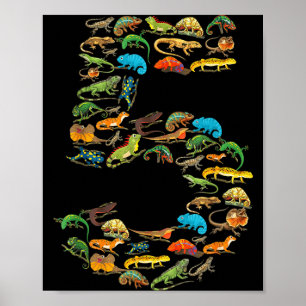 5e verjaardag reptielen hagedissen 5 jaar verjaard poster