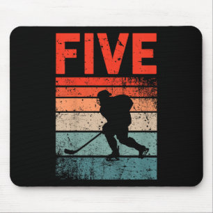 5e verjaardag retro ijshockey 5 jaar oud jongen me muismat