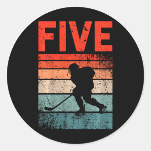 5e verjaardag Retro IJshockey 5 Jaar Oude Jongen M Ronde Sticker