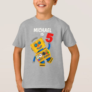 5e verjaardag Robot 5 jaar T-shirt