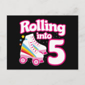 5e verjaardag Roller Skating 5 jaar oud schaatsen Briefkaart (Voorkant)