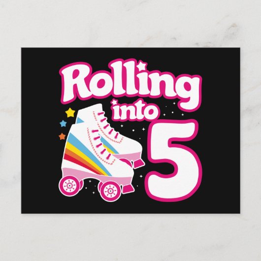 5e verjaardag Roller Skating 5 jaar oud schaatsen Briefkaart (Voorkant)