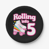 5e verjaardag rolschaatsen 5 jaar oud Schaats Papieren Bordje (Voorkant)