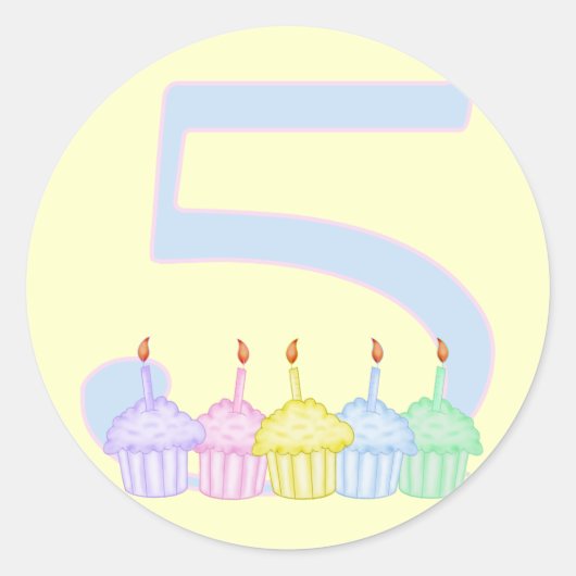 5e verjaardag ronde sticker (Voorkant)