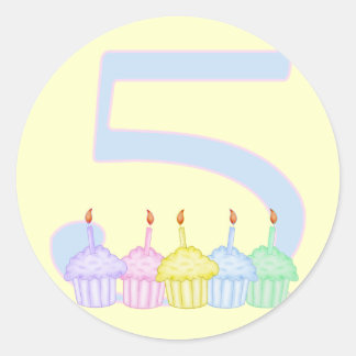 5e verjaardag ronde sticker