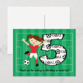 5e verjaardag Rood en wit voetbalmeisje 1 Briefkaart (Voorkant / Achterkant)