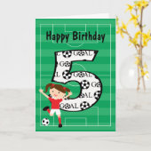 5e verjaardag Rood en wit voetbalmeisje 1 Kaart (Gele Bloem)