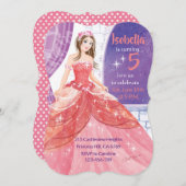 5e verjaardag, roze prinses activiteit kaart (Voorkant / Achterkant)