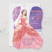 5e verjaardag, roze prinses activiteit kaart (Voorkant)