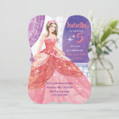 5e verjaardag, roze prinses activiteit kaart (Staand voorkant)