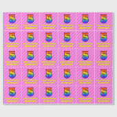 5e verjaardag: Roze stripes en harten, regenboognr Cadeaupapier (Vlak)