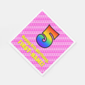 5e verjaardag: Roze stripes en harten, regenboognr Servet (Hoek)